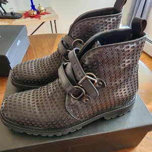 Emporio Armani mens perforated leather boots!